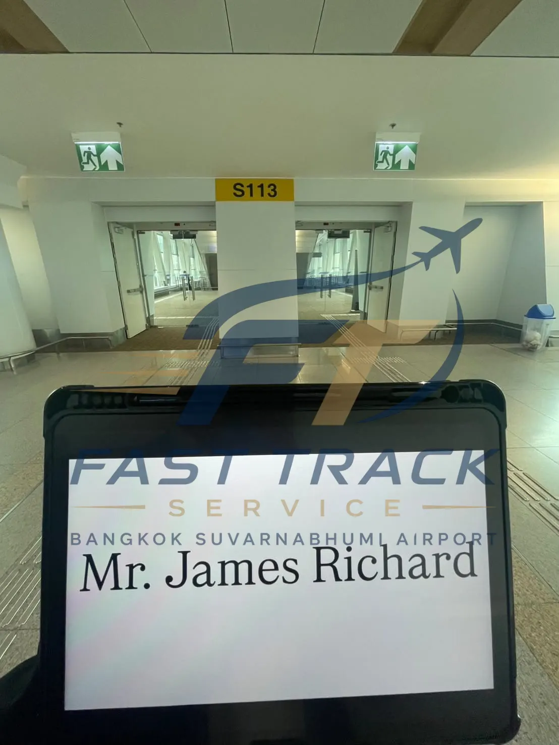 FastTrack name board at a Suvarnabhumi gate